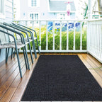 Ottomanson 2' x 5' Hallway Runner with Scraper Pile Extra Durable Non-Slip Rug Mat for Indoor & Outdoor Use - Ideal for Kitchen, Entryway, Patio & Garage - High-Traffic Carpet, Black