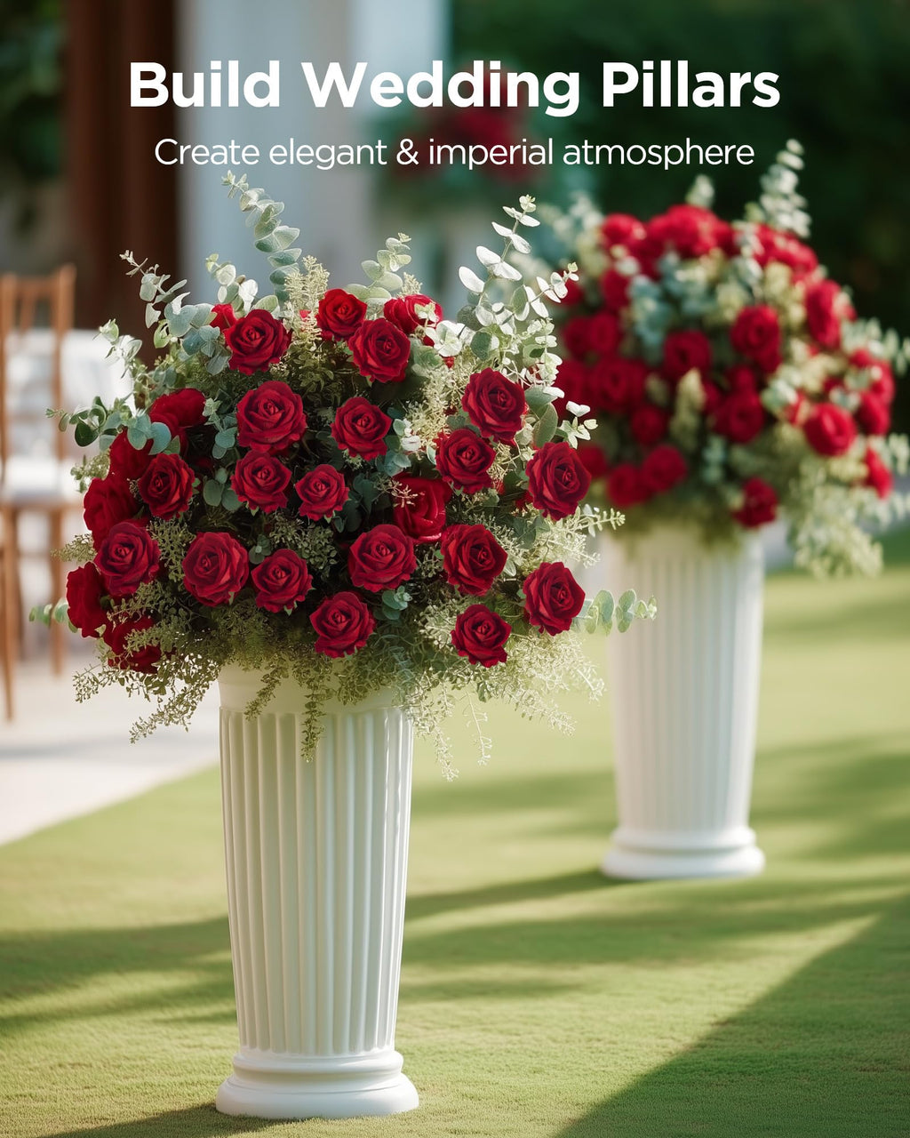 InnoGear Red Roses Artificial Flowers 50 Pcs Fake Velvet Silk Rose Floral