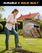 RETRUE Manual Core Aerator Lawn Tool, Stainless Steel, 4 Replaceable Tine