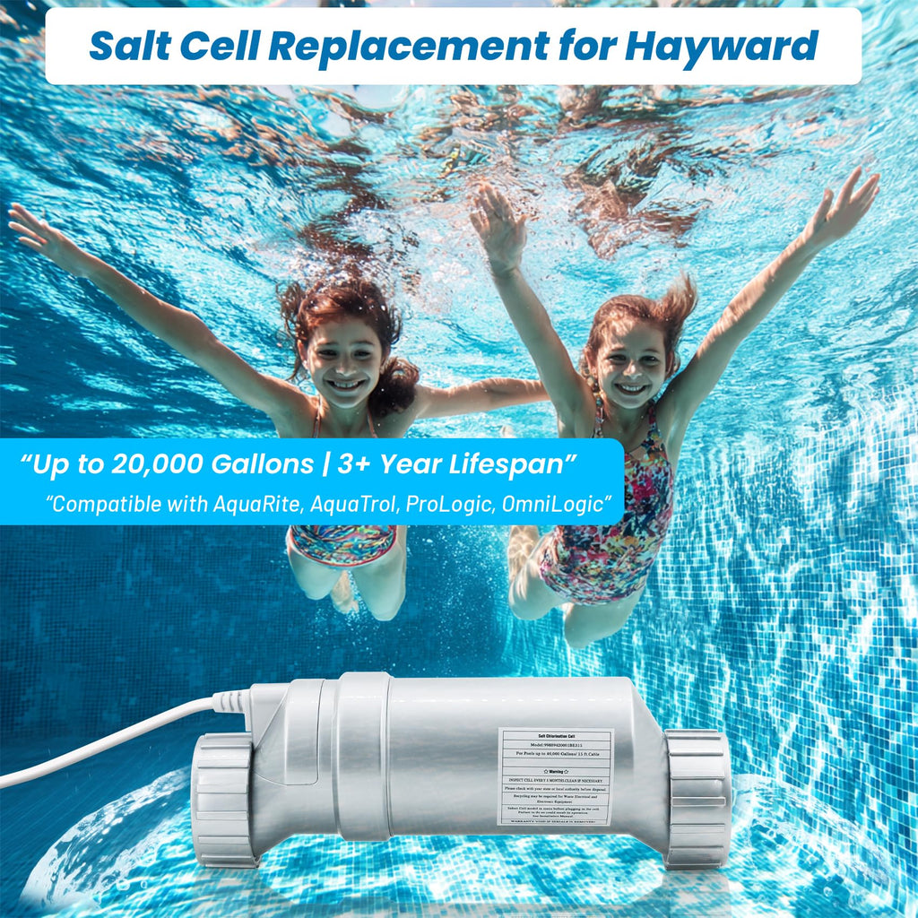 Salt Cell Replacement for Hayward T-Cell-5 – 3+ Year Titanium Core, Cuts Chlorine Costs Up to 56%, Compatible with AquaRite/AquaTrol/ProLogic/AQ-Logic Firmware 1.50+, 20,000 Gallon Pools