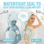 JJ CARE Shower Protector [Pack of 7], 9x9 Dialysis Catheter Shower Shileds Wound Cover, PICC Line Water Barrier, Colostomy Waterproof Bandage Protector, 1 Week Supply