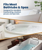 Everlasting Comfort Luxury Bath Pillows for Tub with Head and Neck Support - Non-Slip Bathtub Pillow with Suction Cups, Quick-Drying Mesh & Drying Hook - Jacuzzi & Spa Accessories for Women - White