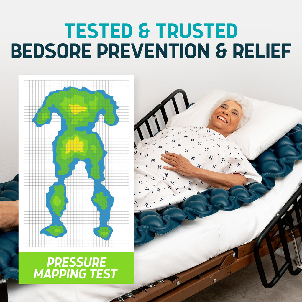 Lunderg Alternating Air Pressure Mattress Pad with Static Mode - Comfortable Bed Sore Prevention - Includes Waterproof Mattress Topper for Hospital Bed or Home & Quiet Pump - Recommended by Doctors