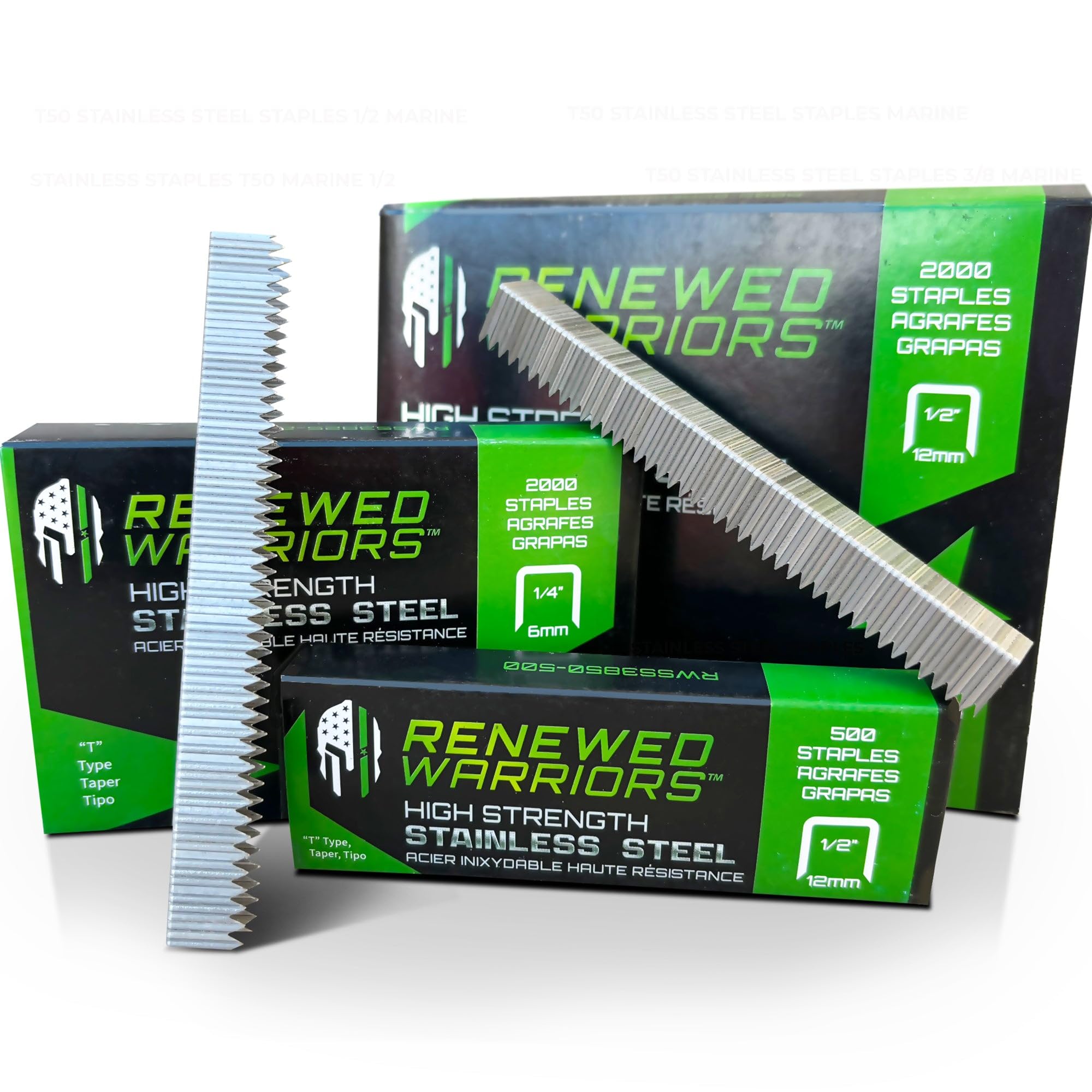 T50 Stainless Steel Staples 3/8 Marine; T50 Staples for Staple Gun (3/8" in Crown & Leg) Marine Grade & Stronger Than Regular - (2000 Count Pack)