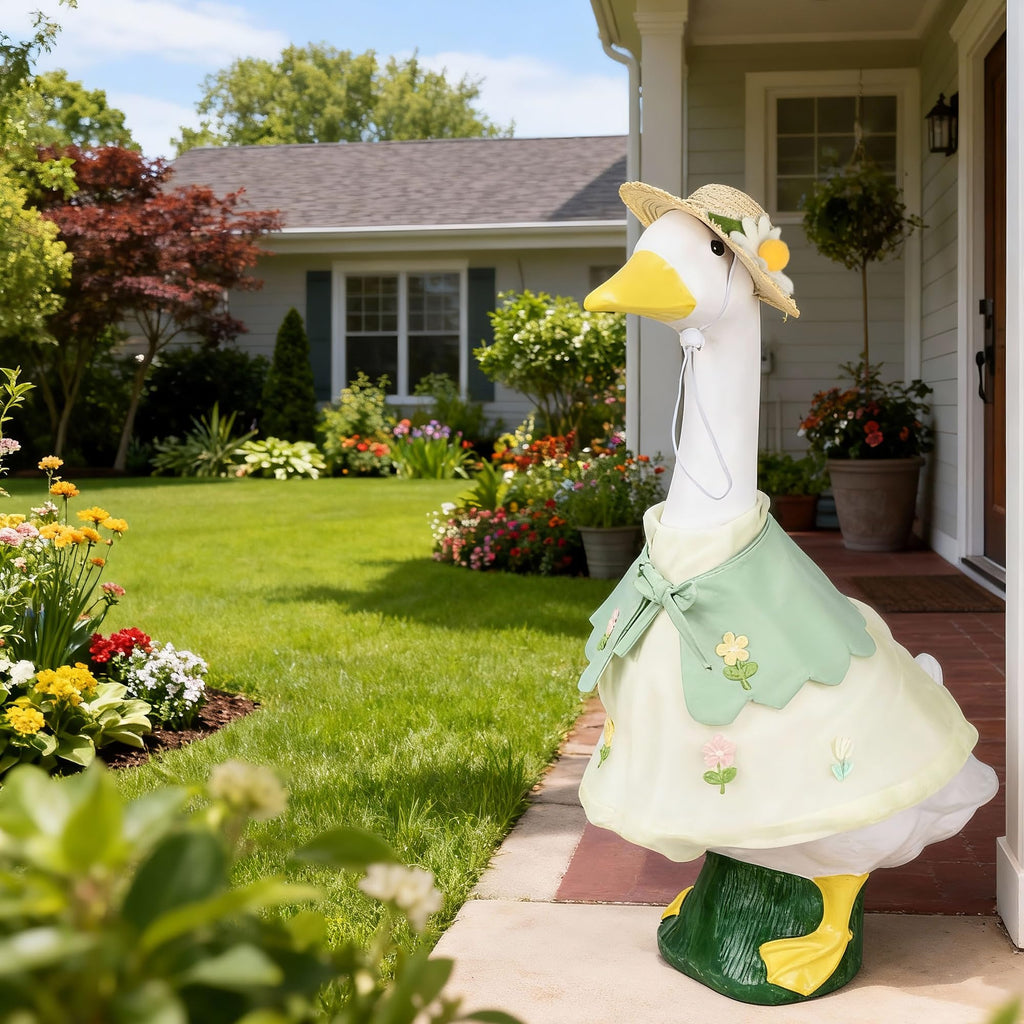 holoith 3 Pcs Summer Porch Goose Outfits for 23 inch Cement Goose Set