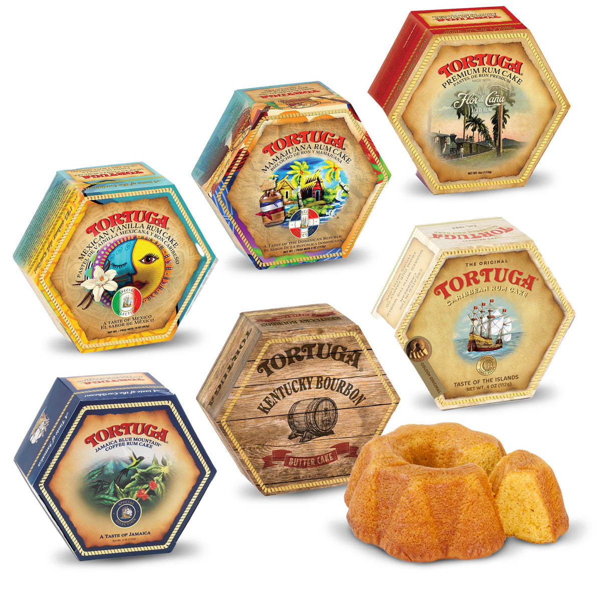 TORTUGA Provenance Rum Cake Variety Pack – 4 oz. - 6 Pack - The Perfect Premium Gourmet Gift for Stocking Stuffers, Gift Baskets, and Christmas Gifts - Great Mini Cakes for Delivery