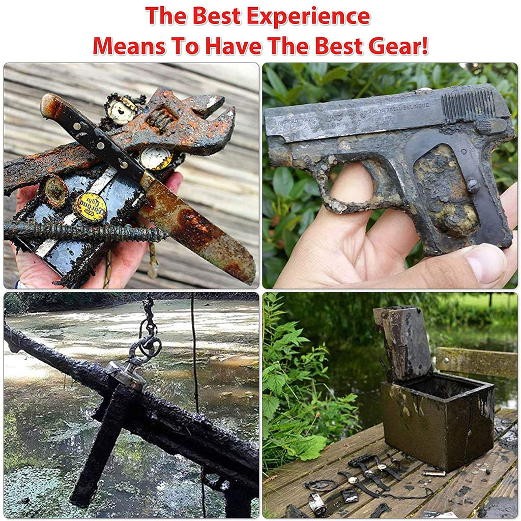 2625 lbs Fish Magnets Kit, Double Sided Magnet Fishing Kit with Rope, Super Strong Fishing Magnet for Retrieving Items in River, Lake, Beach, Lawn, 4.57" Diameter
