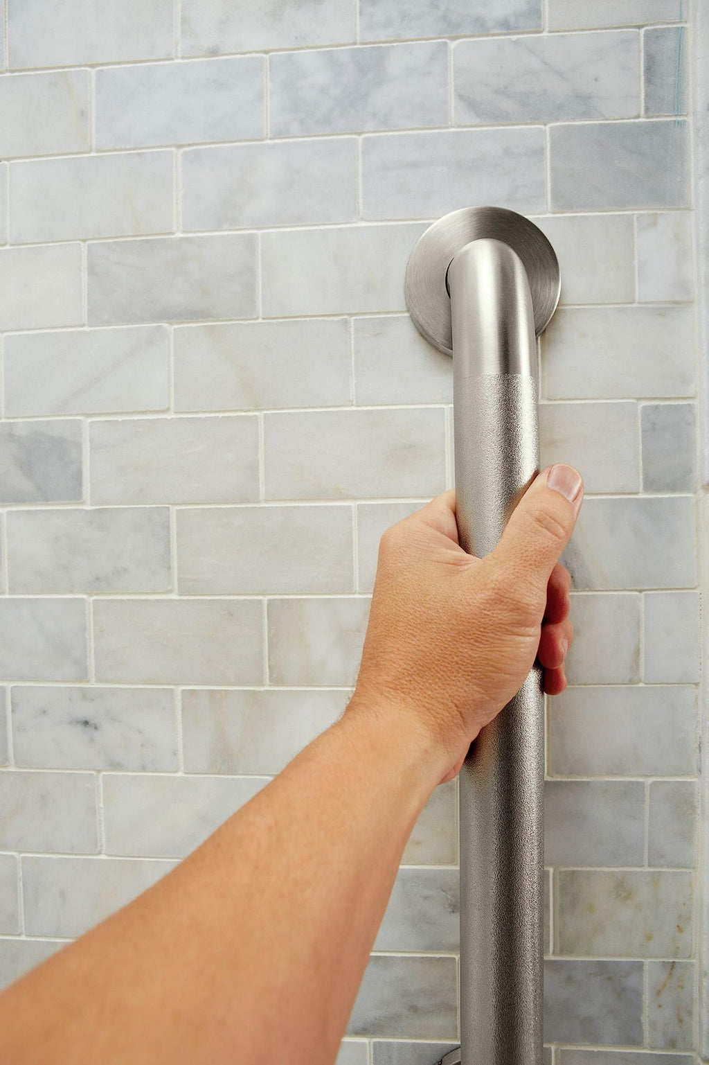 Moen Home Care Bathroom Safety 36 Inch Stainless Steel Handicap Grab Bar for Bathtub and Shower, Peened Texture for Grip, Elderly Assistance Product with Concealed Screws, R8936P