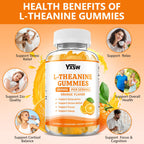 YXSW L-Theanine Gummies, Chewable L-Theanine Supplement for Adults & Kids 400mg with Ashwagandha, GABA, 5HTP for Relax, Zzz & Focus Support, Orange Flavor, 60 Counts