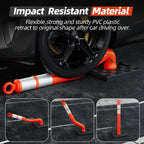 RoadHero 42 Inch Delineator Post with Base, Portable Orange Traffic Delineator Posts Cones with Reflective Collars for Parking Lots, Road Safety, Construction Events (6 Pack)