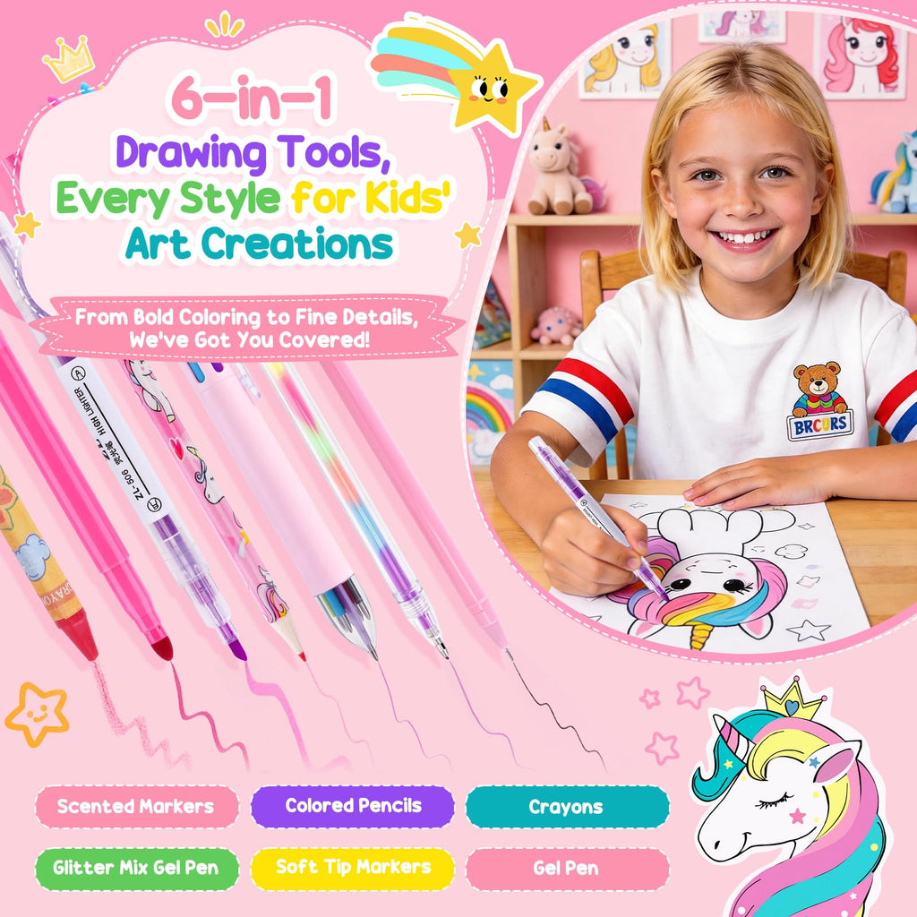 MAIGOZON 56 Pcs Scented Markers Art Supplies for Kids 4-8, Unicorn Toy Gift