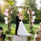 VINGLI Garden Arbor, Arch Archway for Wedding Ceremony Party, Steel Garden Trellis for Plant Climbing, Christmas Decorations Pergola for Backyard, Lawn (Black)