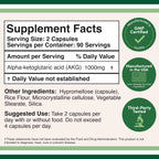 AKG Supplement (Alpha Ketoglutaric Acid) 1,000mg Per Serving (180 Capsules) Different and May Be More Effective Than AAKG (Recently Studied for Healthy Aging Properties) Gluten Free by Double Wood