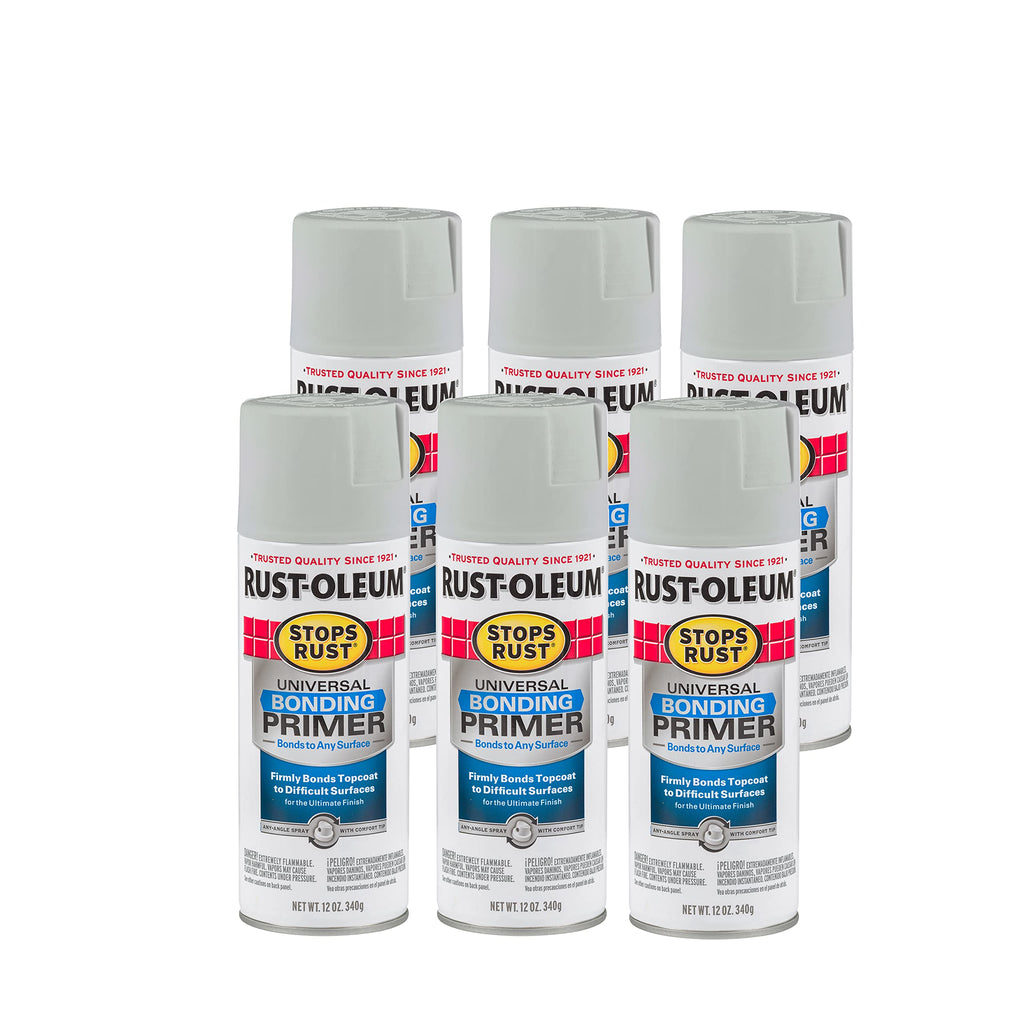 Rust-Oleum 330491-6PK Stops Rust Universal Bonding Primer, 12 oz, Gray, (Pack of 6)