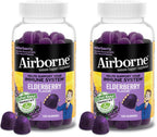 Airborne Elderberry + Zinc & Vitamin C Gummies for Adults,Immune Support with Antioxidants Vitamins C,D & E,Elderberry Flavor,130 Count (Pack of 2)