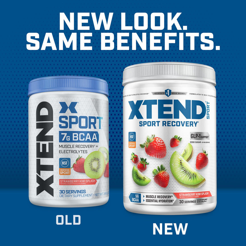 Xtend Sport BCAA Powder Strawberry Kiwi Splash - Electrolyte Powder for Recovery & Hydration with Amino Acids - 30 Servings