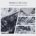FXRHLP 5x7 Area Rug Living Room: Modern Washable Indoor Carpet Black