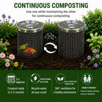 4PCS Inground Worm Composting Bin Turn Food Waste into Nutrient-Rich Soil Increase Soil Fertility Stainless Steel Composting Bin with Holes and Lid for Outdoor Garden Vegetable Patch Backyard