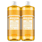 Dr. Bronner's Magic Soap-Pure-Castile Liquid Soap (Citrus, 32oz, 2-Pack)-Regenerative Organic Certified Oils, 18-in-1 Uses: Body, Hair, Laundry, Pets & Dishes, Concentrated, Vegan, Non-GMO