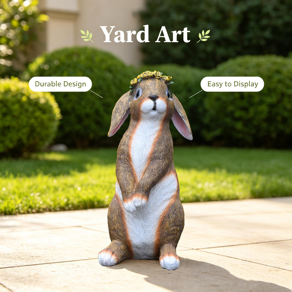 Lonyin Rabbit Garden Statue, Bunny Animal Figurines Indoor Outdoor Statues