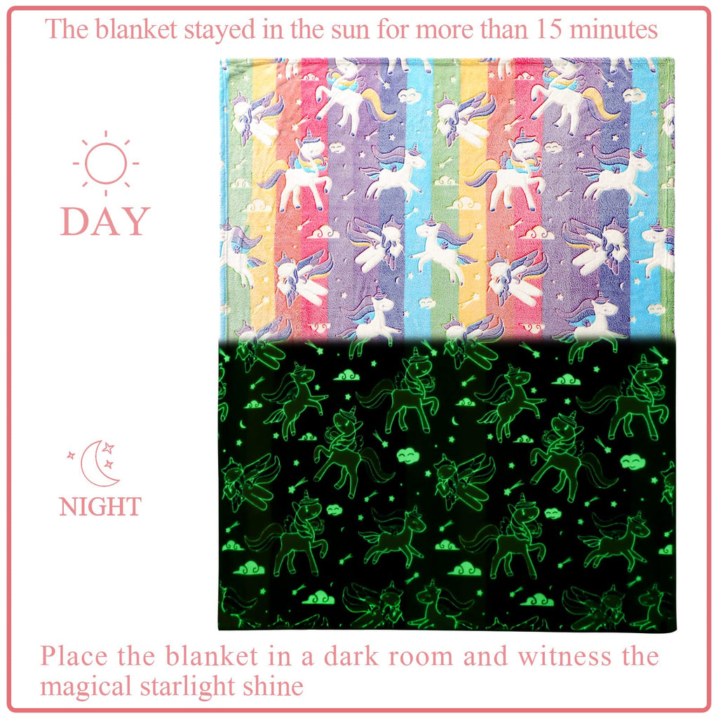 LIFEYJ Glow in The Dark Blanket Unicorns Gifts for Girls, 50"x60"