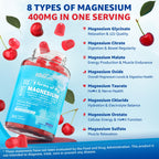 Magnesium Complex Gummies 400mg | as 8 Forms of Magnesium Glycinate, Malate, Citrate, Taurate, Oxide & More | w/Ashwagandha Extract, D3 & B12 Supports for Calm, Zzz, Mood - Vegan 60Cts