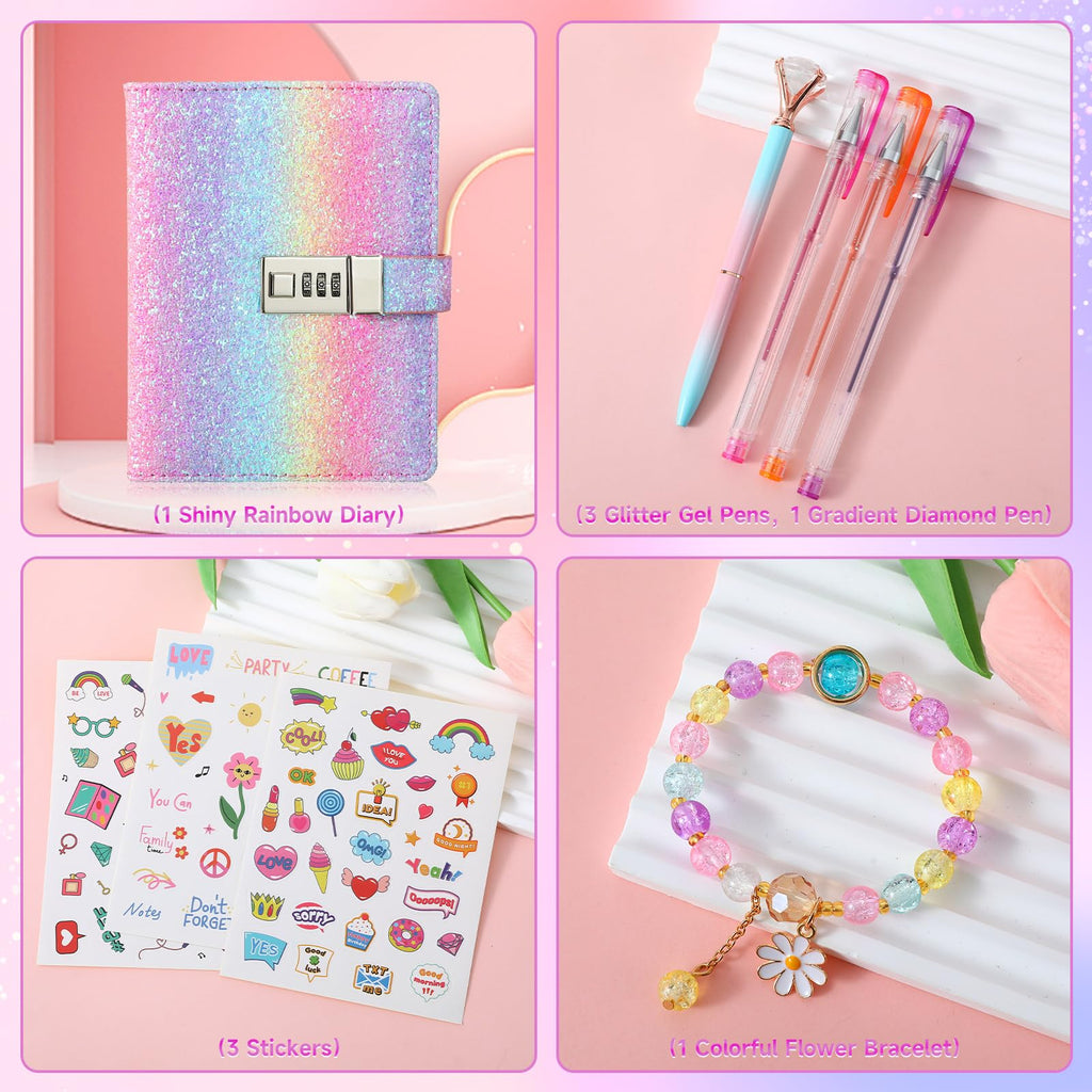 JIALILI Diary with Lock for Girls, Password Locked Journals for Teen Girls, Secret Diary Gifts for 9 10 11 12 Year Old Girls, Kids Journals Set for Ages 8-12 Teenage