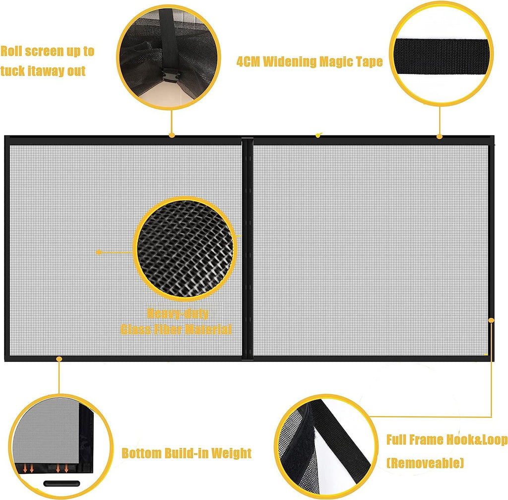 LIAMST Garage Door Screen for 18x7FT ，2 Car Garage Doors- Reinforced Fiberglass Door Screen,Stronger High Energy Magnets ， Magnetic Screen Door…
