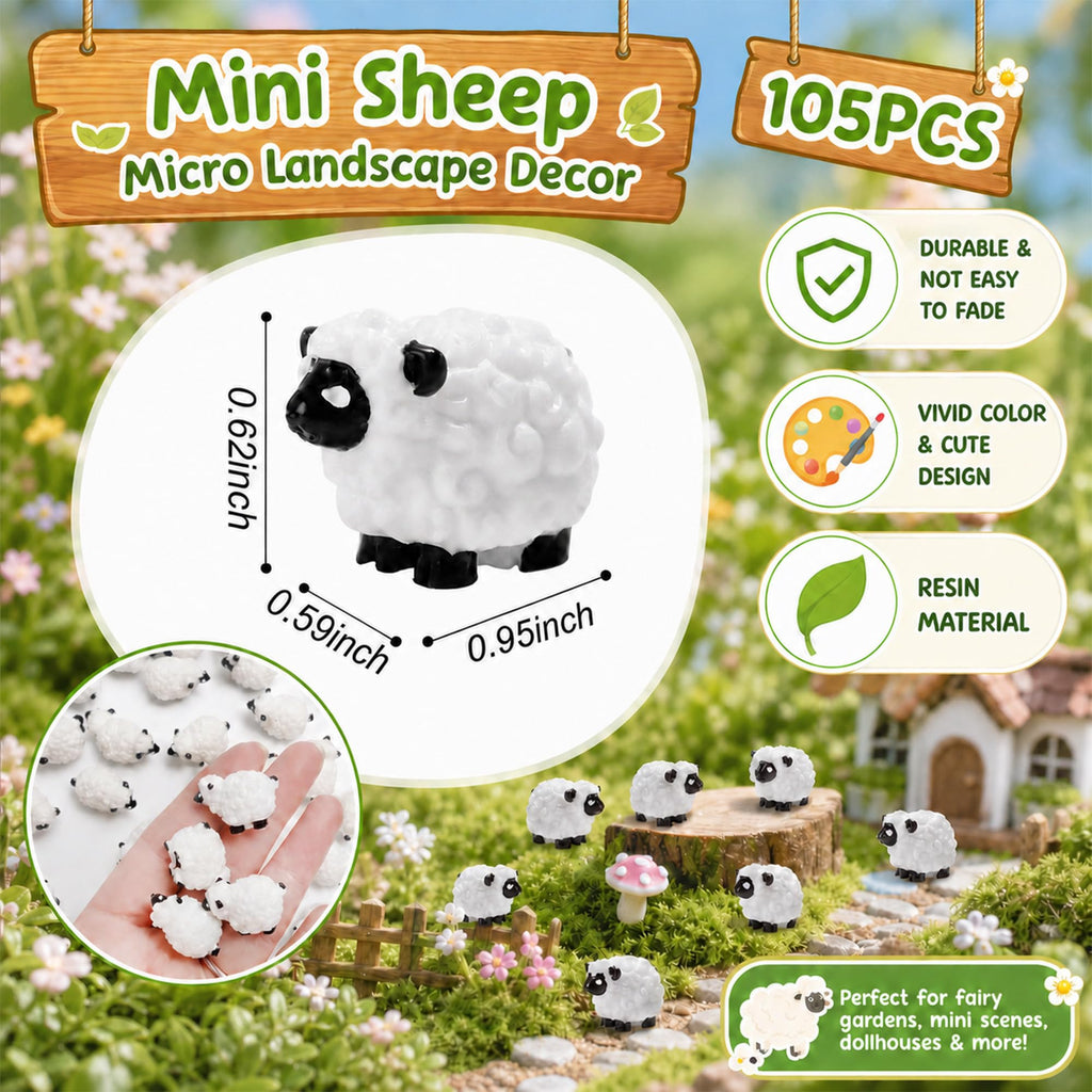 Bbiamsleep 105 Pcs Mini Sheep Figurines Miniature Plastic Sheep Figurines