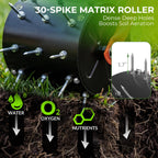 Walensee Rolling Lawn Aerator, Heavy Duty Manual Aerator Tool with 30 Spikes, Aerator Lawn Tool with Integrated Dual-Bar Handle, Soil Penetrator Push Lawn Aeration for Yard, Garden and Lawn