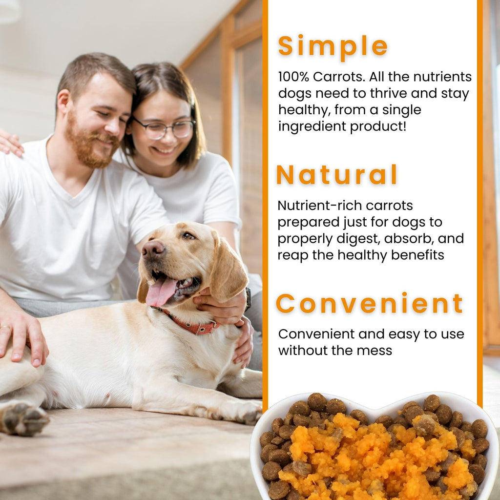 Olewo Carrots Digestive Dog Food Supplement, effective dog diarrhea relief for over 35 years, adds natural source vitamins to any dog food to promote overall health, 1-ingredient, non-GMO product, Made in Germany, 2.2 Pounds
