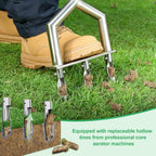 Heavy Duty Steel Hollow Tine Core Aerator for Clay Soil, Non-Clog - Blue
