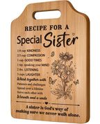 Gifts for Sister, Sister's Birthday Gifts from Sister, Recipe for A Special Cutting Board, Christmas Mothers Day Valentines Day Present for Sisters