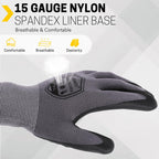 FURWEY Safety Work Gloves,16 Pairs Nitrile Micro Foam Coated,Seamless Knit,Size L