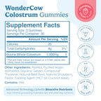 WONDERCOW Colostrum Gummies for Gut Health, Immune Support & Wellness | Natural IgG Whole Bovine Colostrum Supplement, 1,000mg per Serving (90 Gummies (30 Servings), Strawberry Cream)