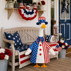 ENBOFID 4th of July Porch Goose Outfits, Patriotic Goose Outfits Costume for 23inch Plastic Cement Statue, Independence Day Goose Outfits Clothes for Outdoor Garden Patio Decor