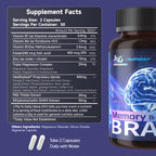 LeafStory Nootropic Brain Supplements for Memory and Focus, Cognitive Function for Mental Health & Clarity, Vitamin B6 B12, Folate & Dihydromyricetin, 60 Capsules