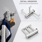 Angle Simple Swivel Towel Hook 3 Arms, SUS304 Stainless Steel Foldable Robe Towel Hook for Bathroom, Wall Coat Holder, Brushed Nickel