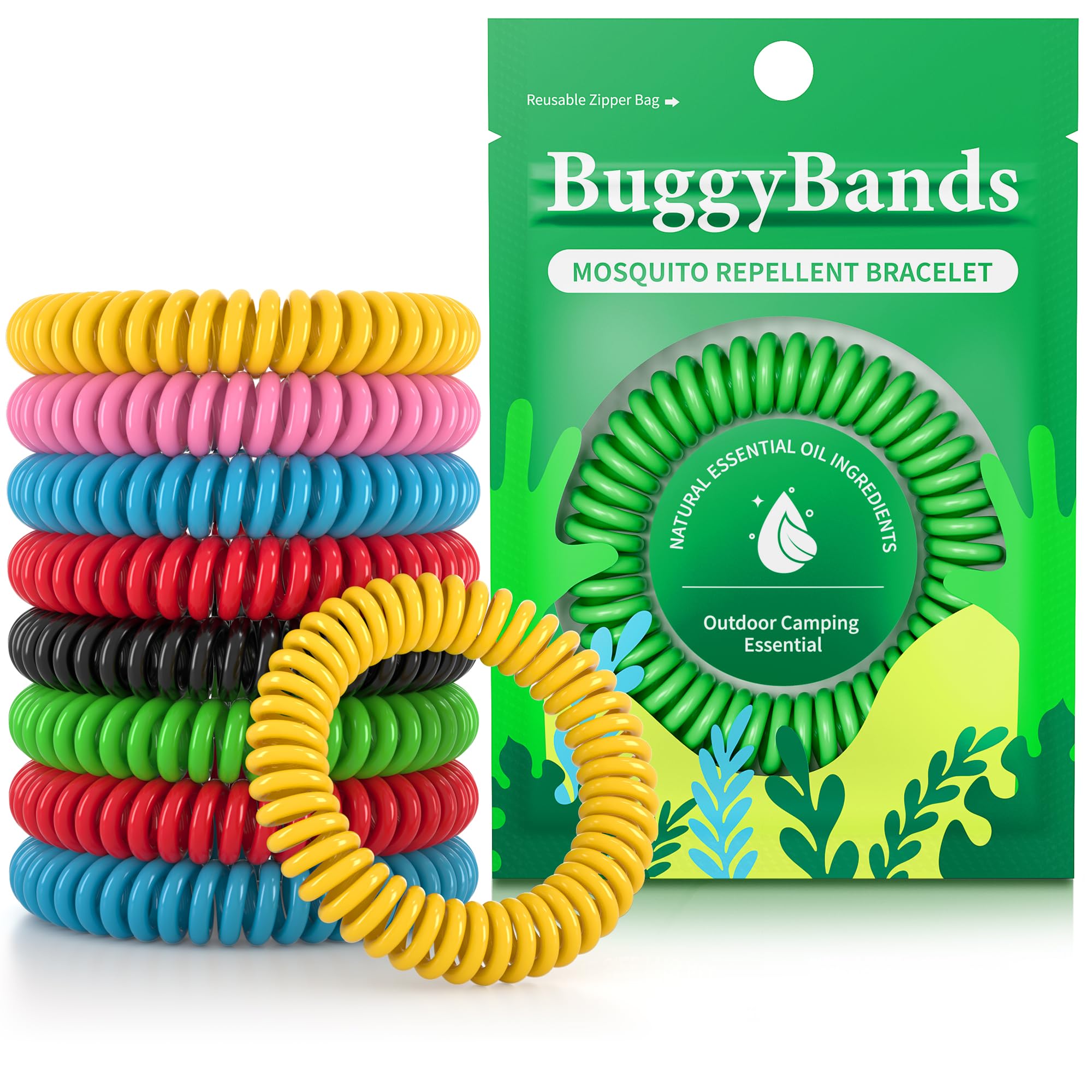 BuggyBands 30 Pack Mosquito Bracelets for Adults & Kids - Natural DEET-Free Bands, Individually Wrapped