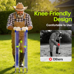 Knee-Friendly Manual Lawn Aerator Tool –Adjustable SUS304 Stainless Steel Core Aerator for Grass, Yard Aeration Tool with 4 Hollow Tines for Lawn Care and Compacted Soil,43.3"-48.5",Silver