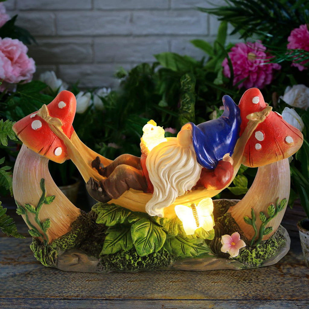 Outdoor Garden Gnome Statue,Solar Gnomes Figurine Birthday Gifts for Mom