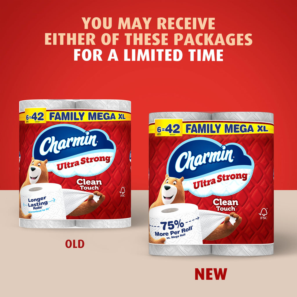 Charmin Ultra Strong Clean Touch Toilet Paper, 18 Family Mega XL Rolls = 126 Regular Rolls