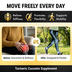 NuVitality Turmeric Curcumin Supplement with Black Pepper Extract (BioPerine) - 95% Curcuminoids for Joint & Inflammation Support - Enhanced Absorption Vegan Turmeric Supplement - 120 Capsules