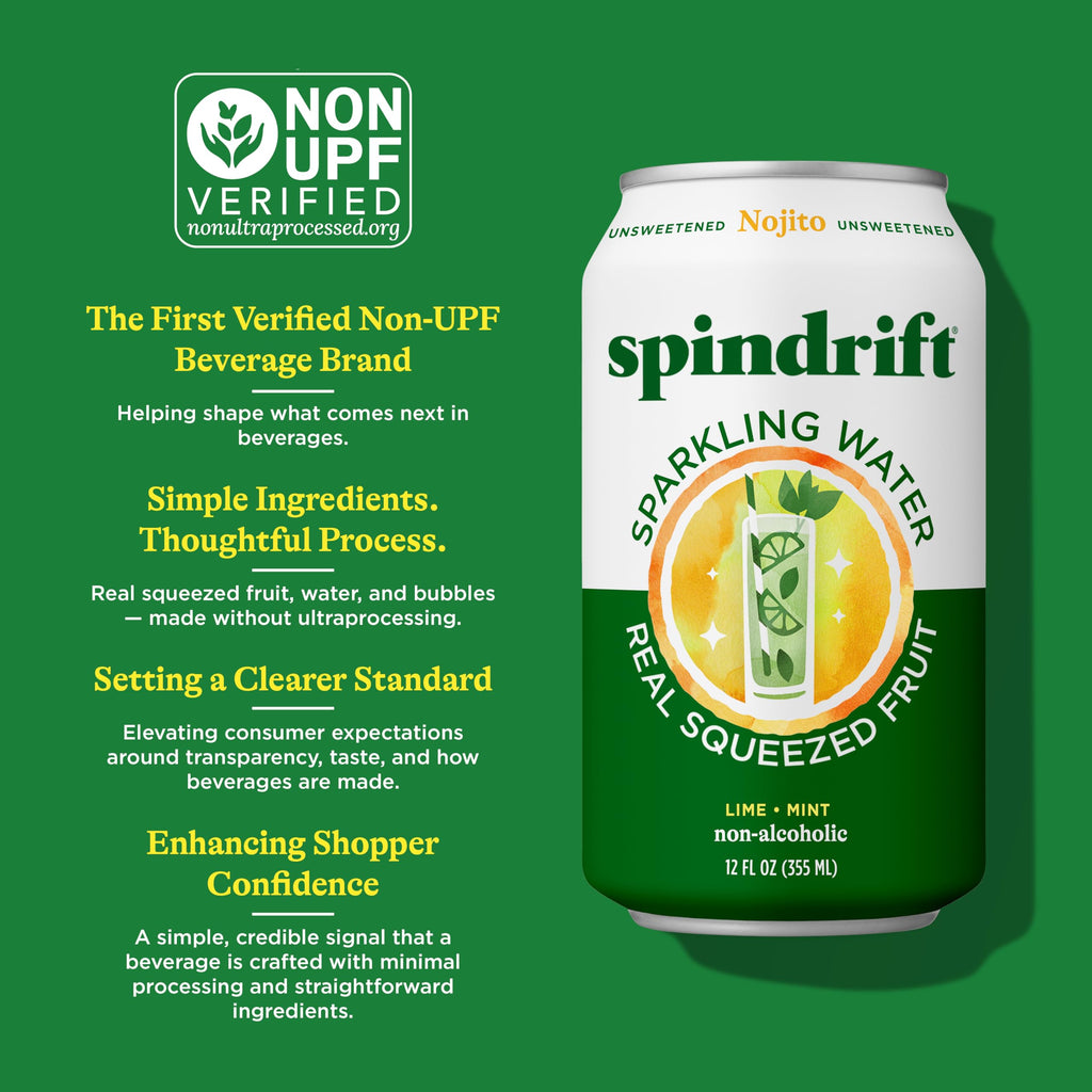 Spindrift Sparkling Water, Nojito Flavored, Made with Real Squeezed Fruit, 12 Fl Oz Cans, Pack of 24 (Only 4 Calories per Can)