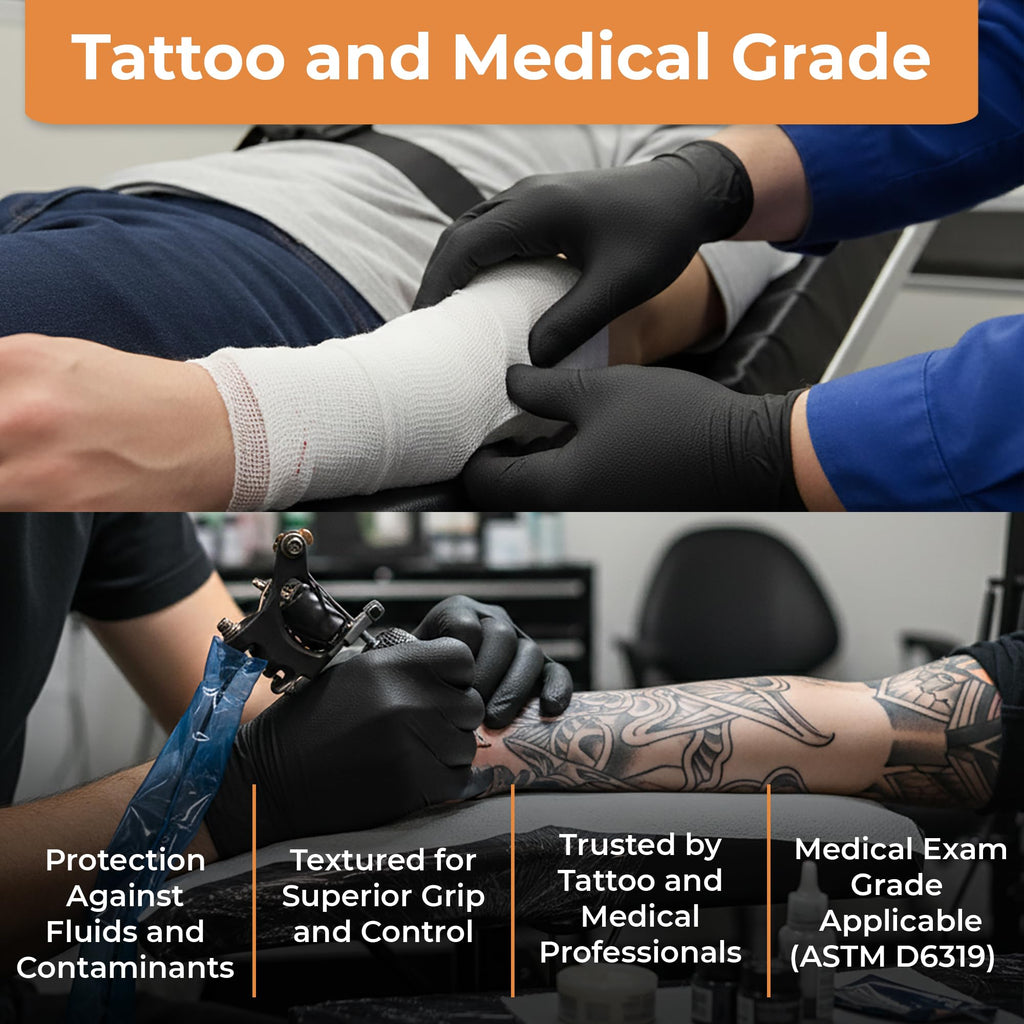 ASAP Black Nitrile Gloves Disposable Latex Free - 4 Mil, Powder Free, Food Safe, Kitchen & Medical Gloves - Durable Rubber Cleaning & Tattoo Supplies (X-Large, 1000 Count)