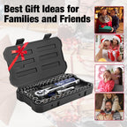 WORKPRO 39-Piece Drive Socket Set 1/4'' & 3/8'', CR-V Metric and SAE Sockets with Quick-Release Ratchet Wrench, Extension Bar, Spinner Handle & Adapter, Compact Mechanics Tool Set for Car Repair