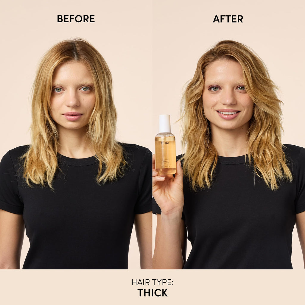 OUAI Wave Spray - Coconut Oil & Rice Protein Texture Mist for Voluminous Beach Waves with Shine - Paraben Free, Safe for Color & Keratin-Treated Hair (4.9 fl oz)