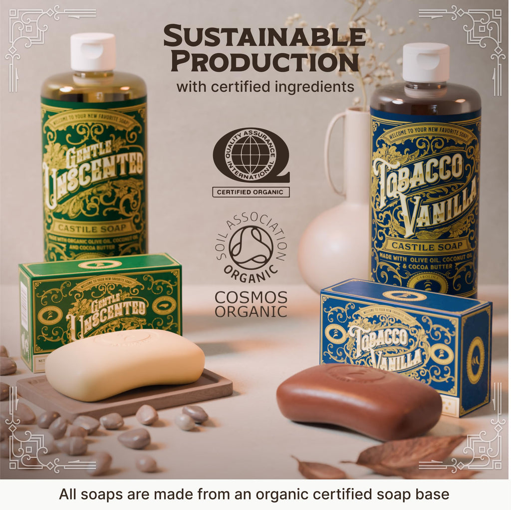 Carolina Castile Soap Vegan Unscented Castile Bar Soap – 6 Bars of Natural Soap for Men, Women, and Kids – Gentle, Hydrating Castile Soap Bars with Organic Cocoa Butter and Olive Oil, 5 Oz. Each