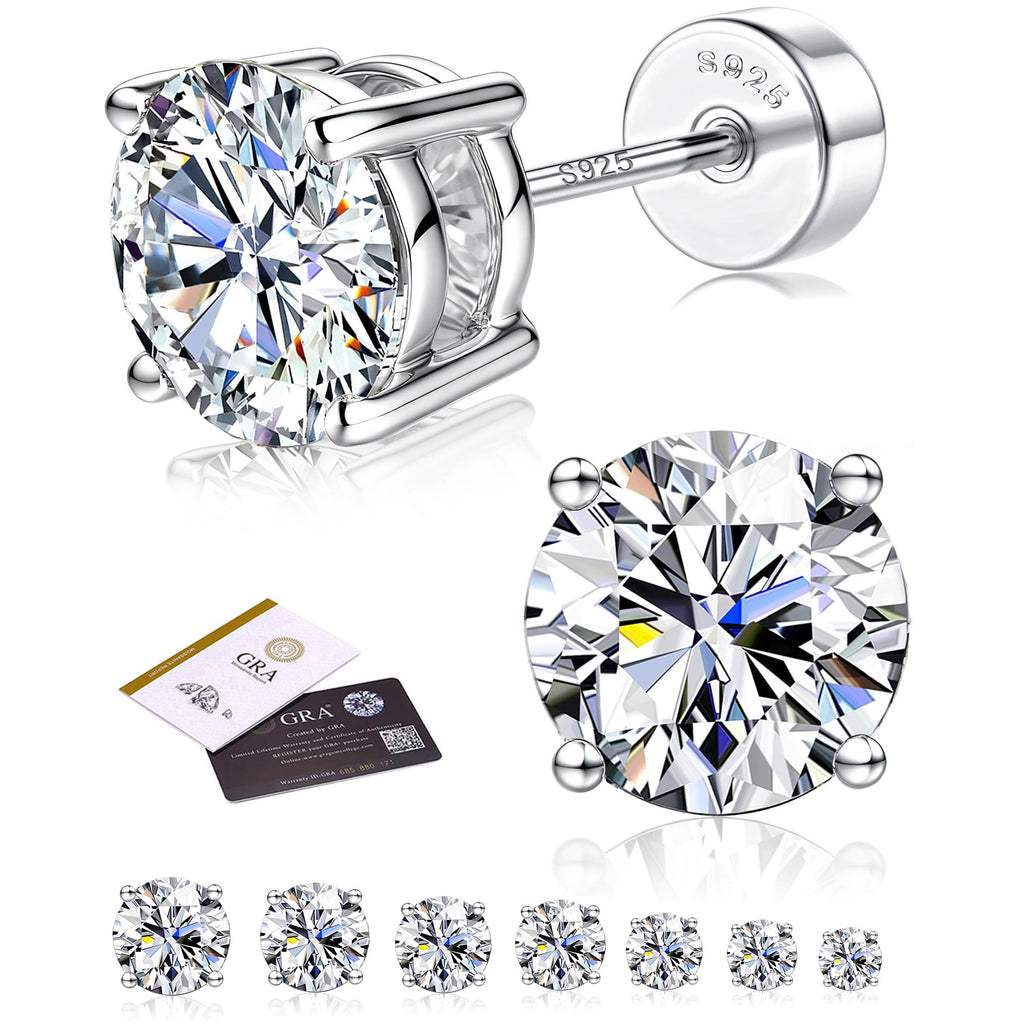 LOLIAS Moissanite Flat Back Earrings for Women Men 925 Sterling Silver Stud