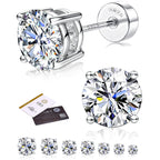 LOLIAS Moissanite Flat Back Earrings for Women Men 925 Sterling Silver Stud